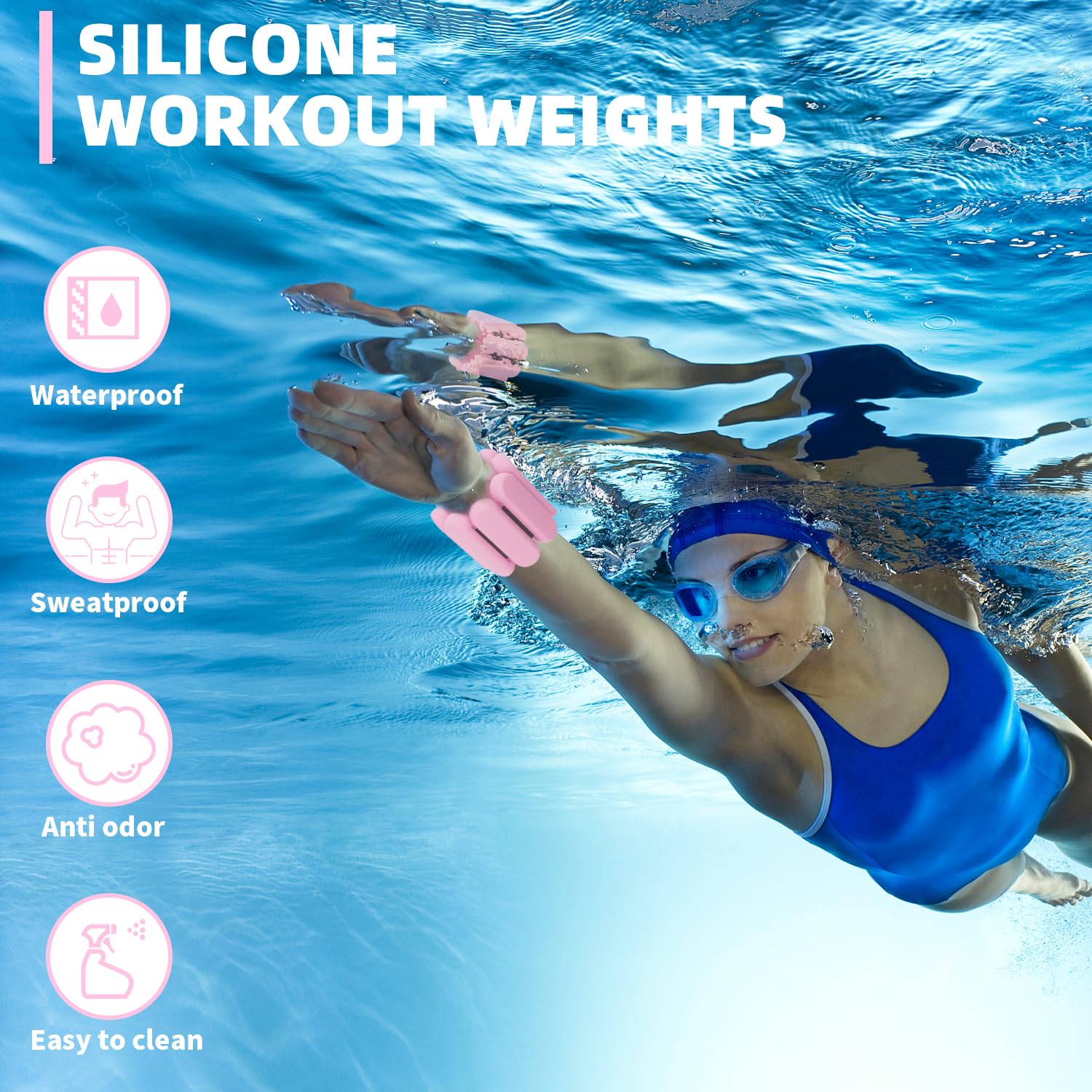 Adjustable Ankle Weights for Women Men,Wrist Weights set for Walking Running,1 Pair (1Lbs Each) Silicone Workout Weights for gym