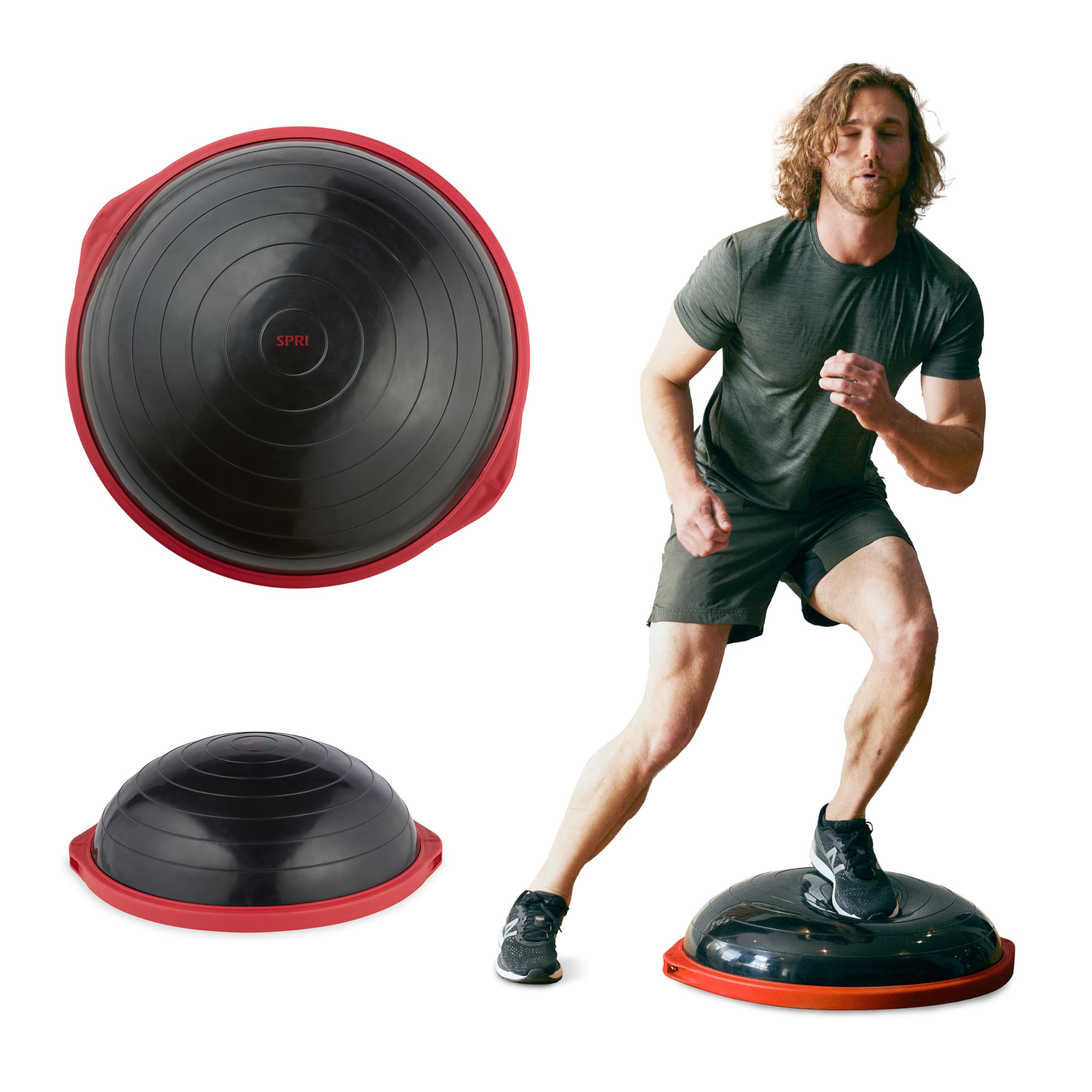 SPRI Balance Trainer Pro - Dome Shape Half-Exercise Ball with Non-Skid Base - For Balance Training, Strength Building, Toning, a