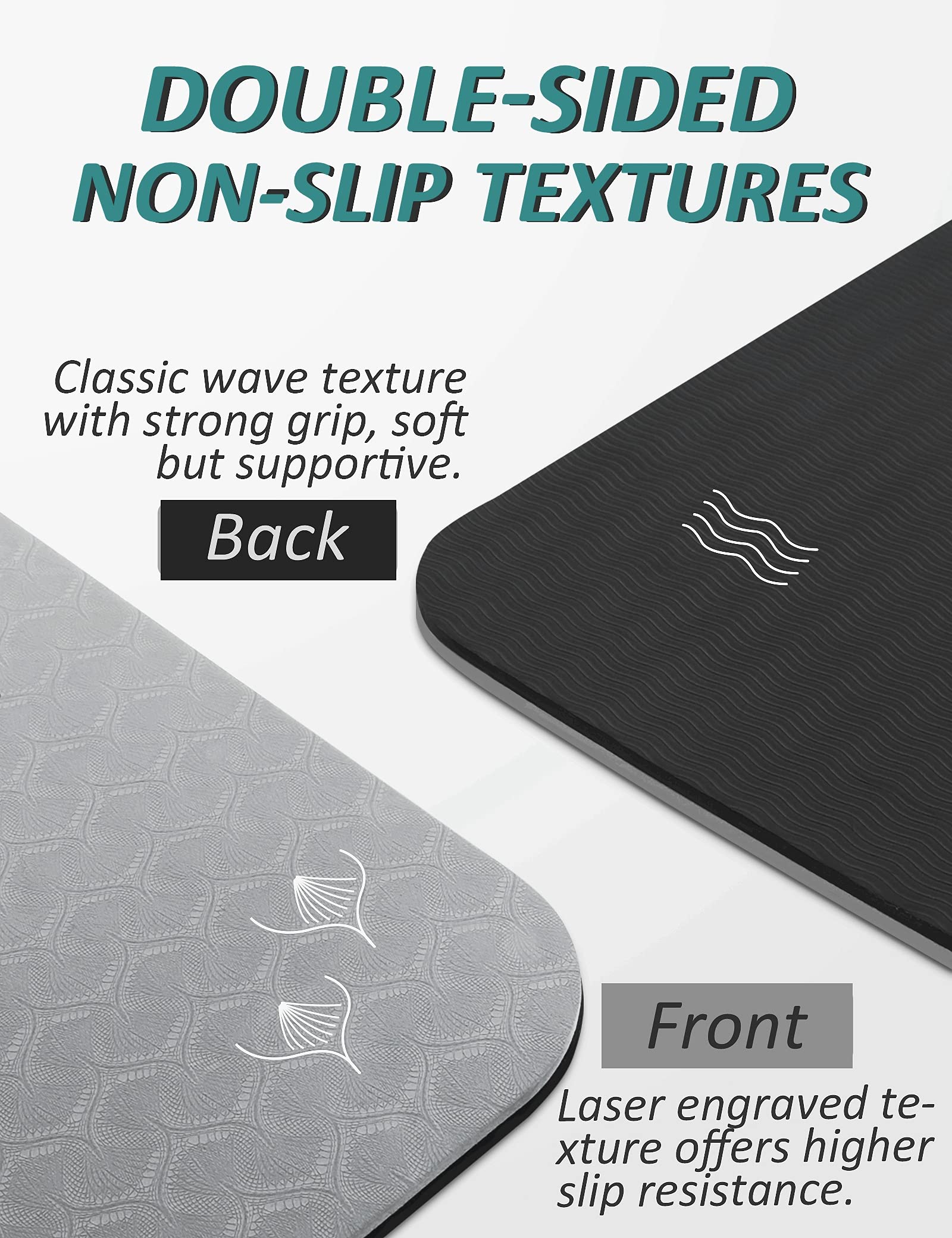 Yoga Mat With Strap, 1/3 Inch Extra Thick Yoga Mat Double-Sided Non Slip, Professional Tpe Yoga Mats For Women Men, Workout Mat