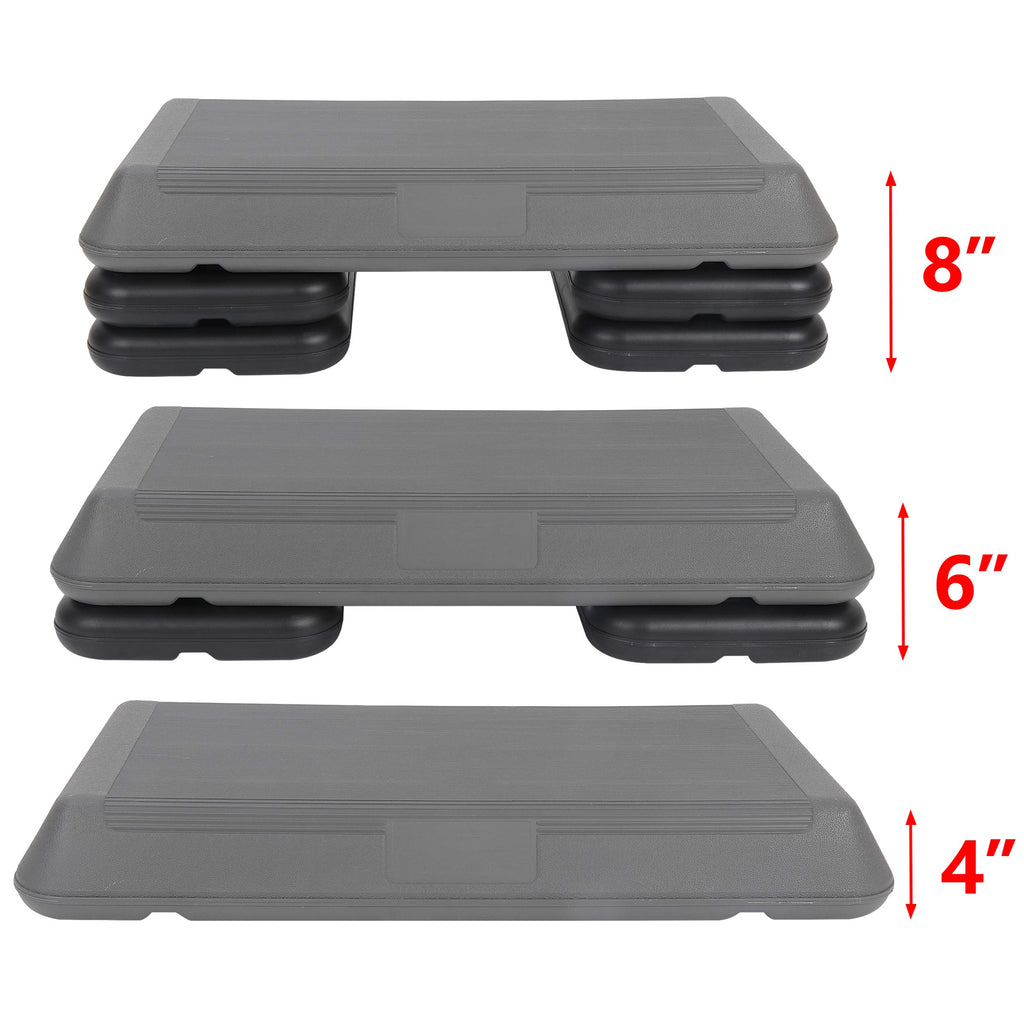 Homgarden 28.15'' Adjustable Workout Aerobic Stepper In Fitness & Exercise Step Platform Trainer Stepper W/4 Risers Adjust 4'' -