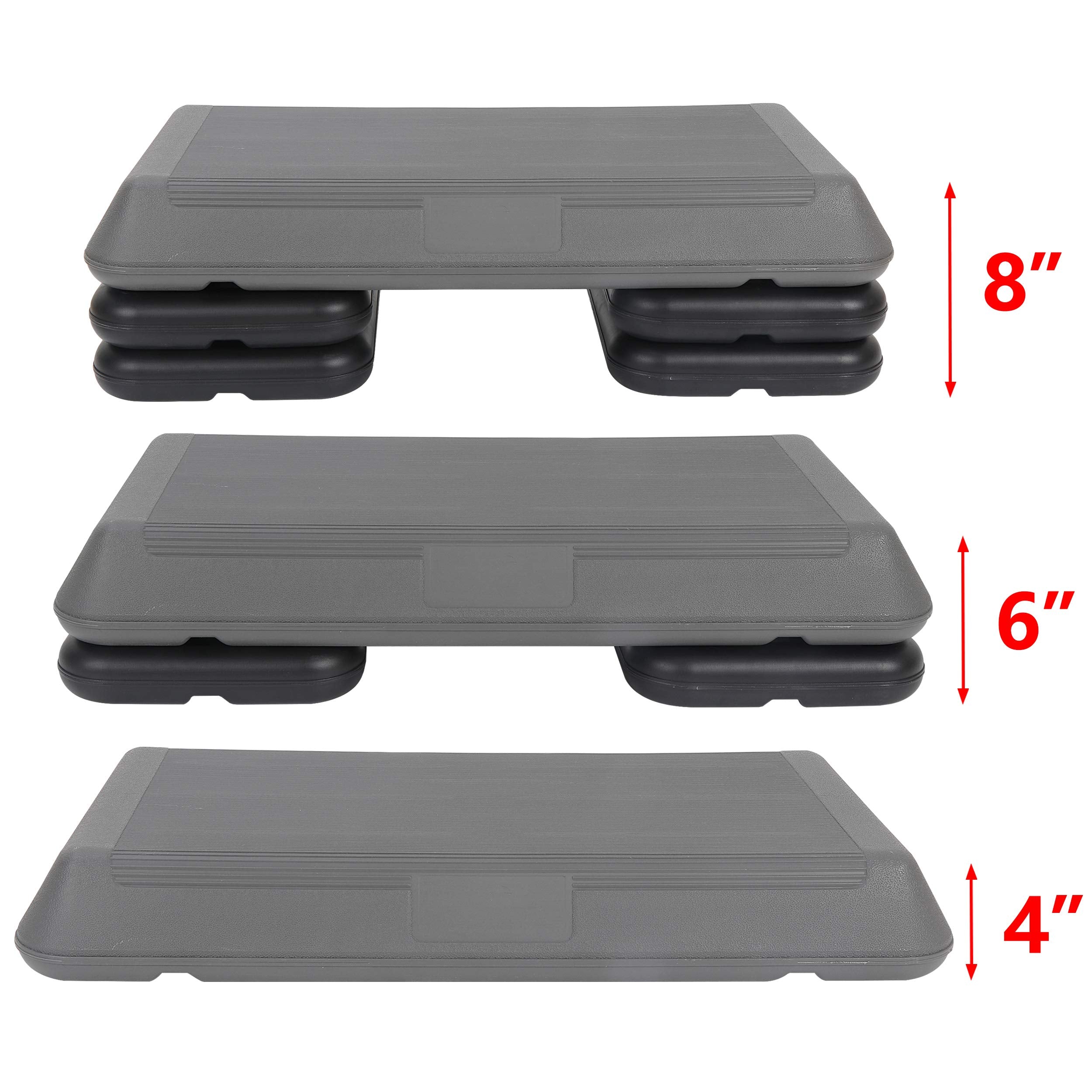 Homgarden 28.15'' Adjustable Workout Aerobic Stepper In Fitness & Exercise Step Platform Trainer Stepper W/4 Risers Adjust 4'' -