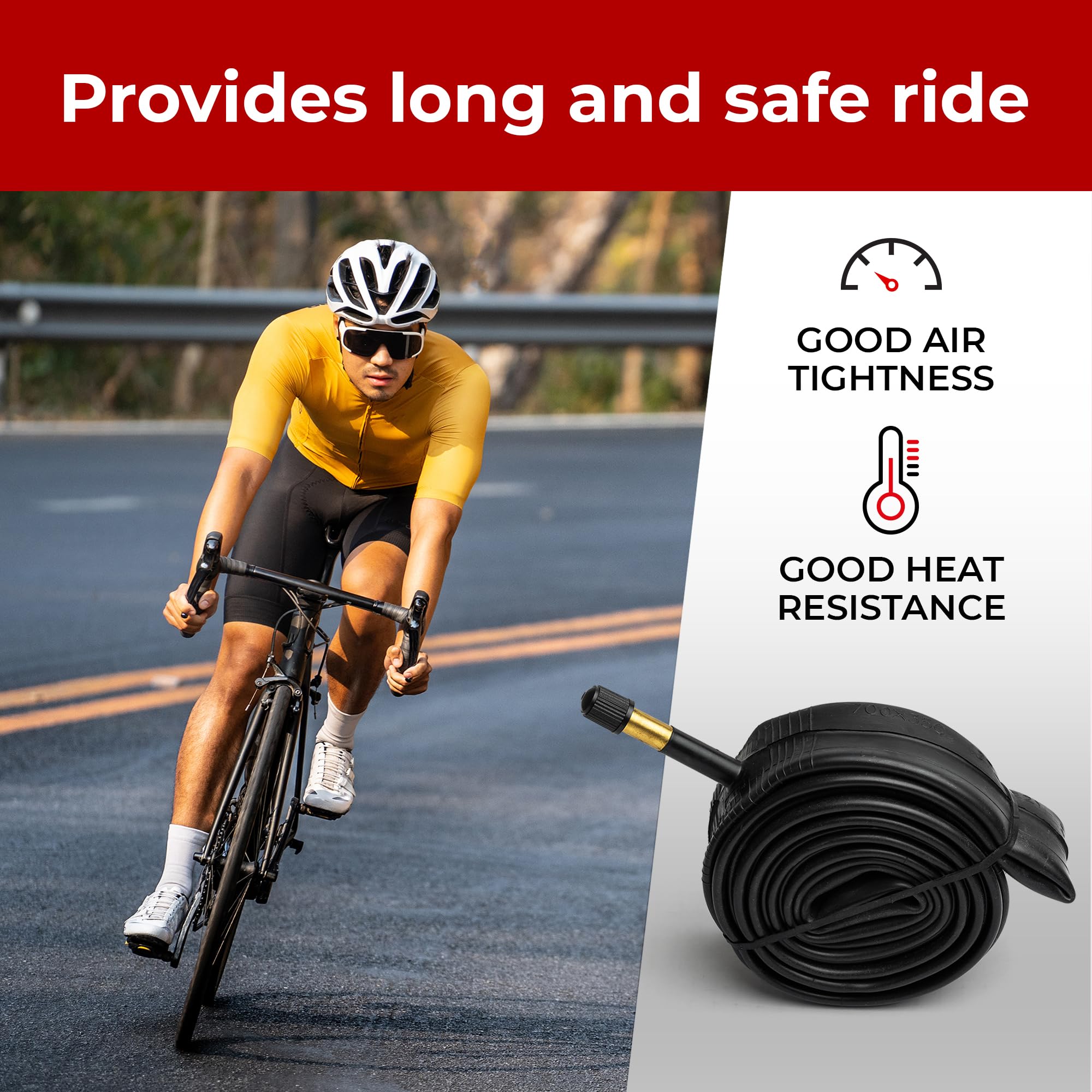Fincci Bike Inner Tube 700X35C / 32C / 38C - Schrader Valve Inner Tubes 48Mm For Cycle Bicycle Bike Tire - Pack Of 2