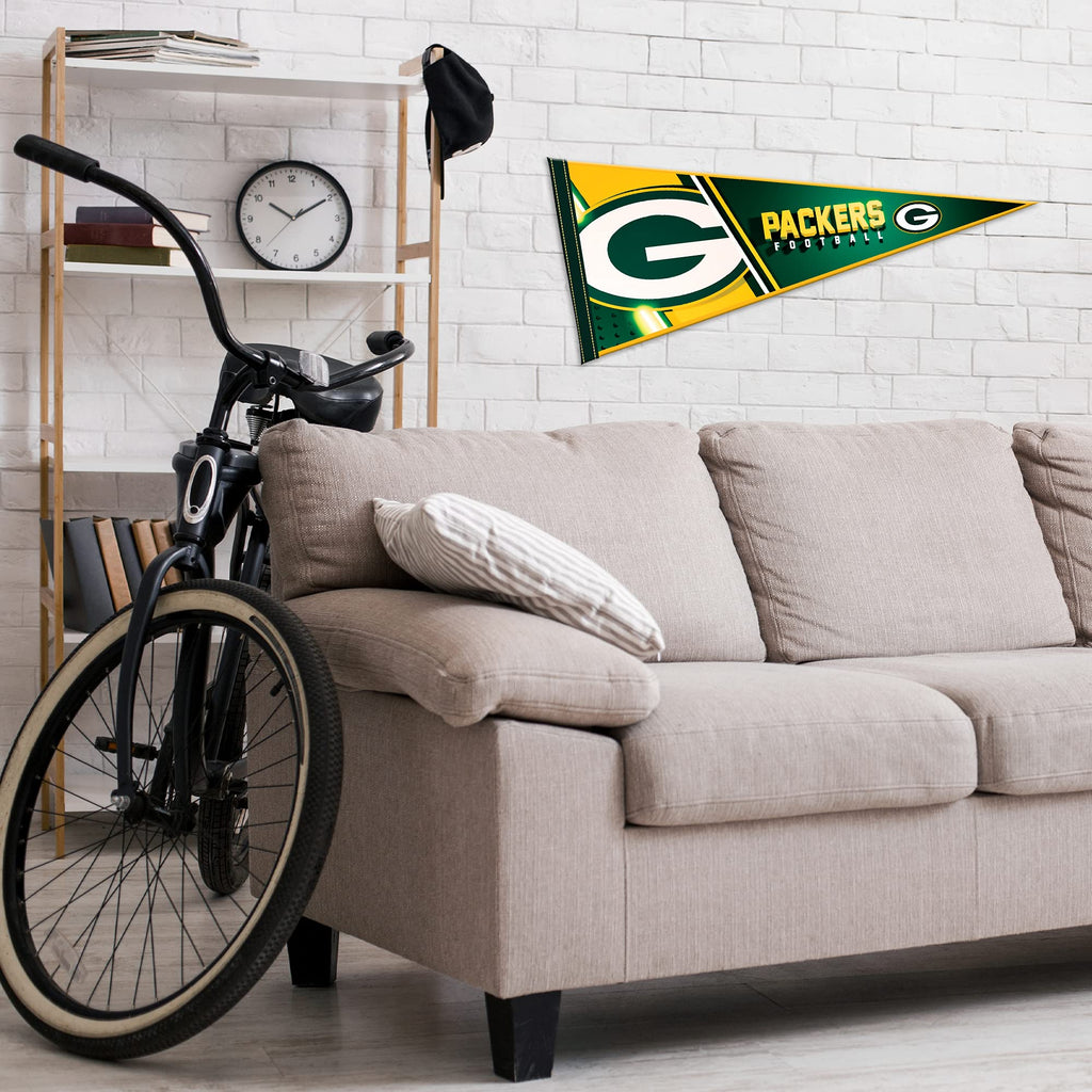 Rico Industries Nfl Football Green Bay Packers Primary 12'' X 30'' Felt Wall D  Cor Pennant - Great For Home/Bed Room/Man Cave D
