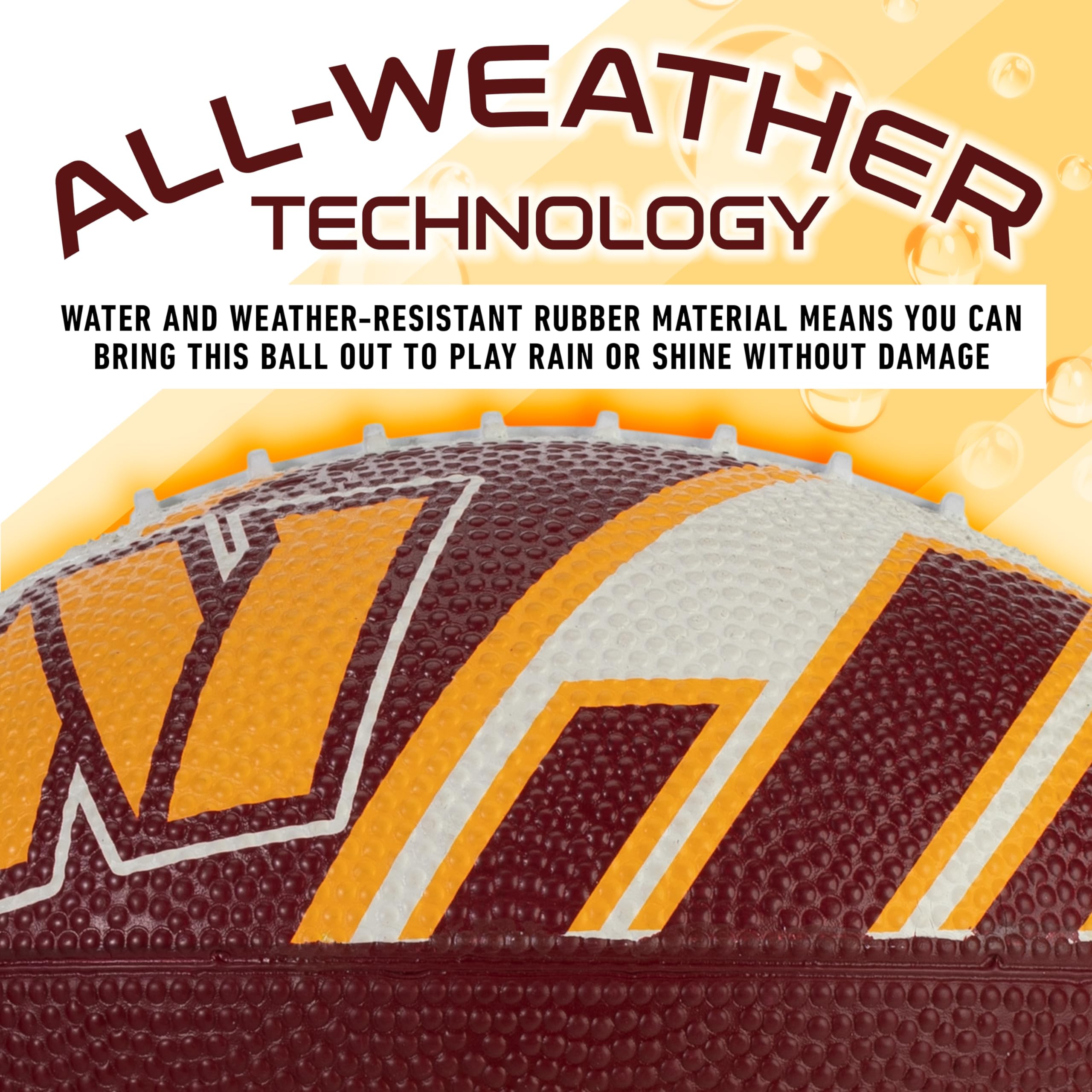 Franklin Sports Nfl Washington Commanders Football - Youth Football - Mini 8.5'' Rubber Ball - Perfect For Kids - Team Logos And