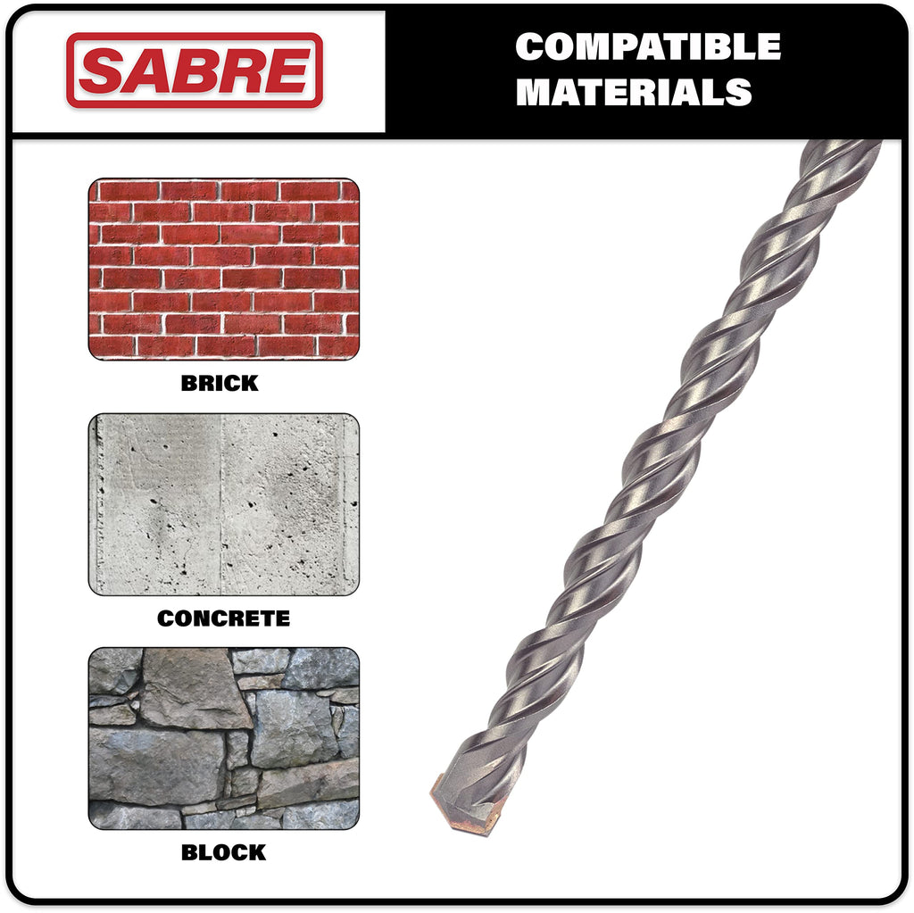 Sabre Tools 58 Inch X 12 Inch Sds Plus Rotary Hammer Drill Bit, Carbide Tipped For Brick, Stone, And Concrete Version 2 (58 X 10