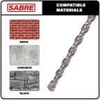 Sabre Tools 58 Inch X 12 Inch Sds Plus Rotary Hammer Drill Bit, Carbide Tipped For Brick, Stone, And Concrete Version 2 (58 X 10