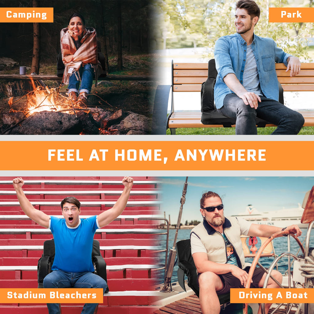 Aceletiqs Stadium Seats For Bleachers With Back Support - Usb Battery Included - Upgraded 3 Levels Of Heat - Foldable Chair - Cu