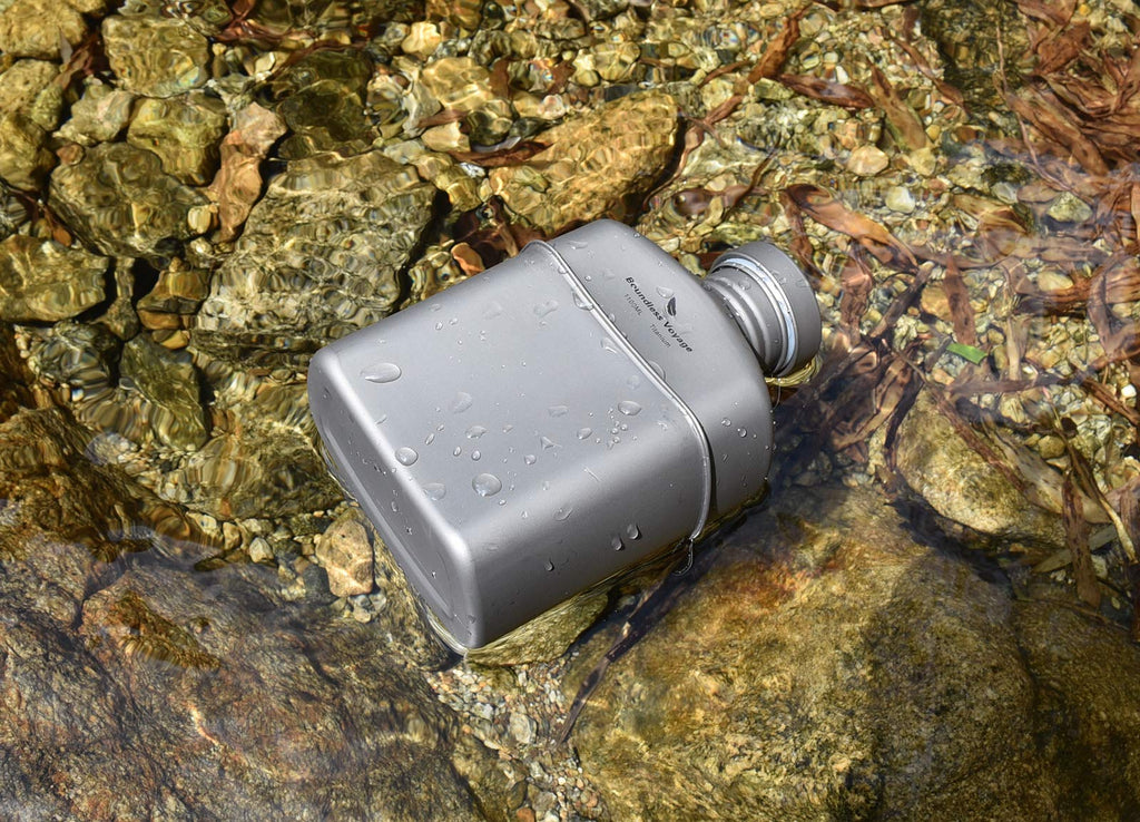 Boundless Voyage Titanium Military Canteen With Carry Bag Outdoor Camping Big Capacity Water Bottle Cup Pot Mess Kits 1100Ml Ti1