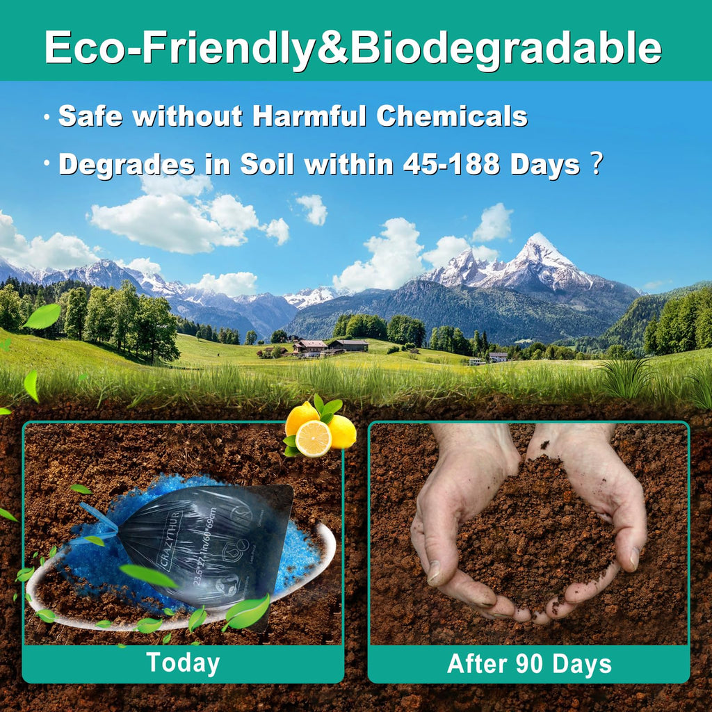 Crazythur 29Pcs Portable Toilet Bags With 25Pcs For Poo Powder Set, 8.5 Gallon Camping Toilet Bag Portable Toilets Absorbent Pow