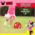 Disney Minnie Mouse Kids Soccer Ball Size 3, Dots and Daises Officially Licensed Futbol for Boys and Girls Soccer Players, Red