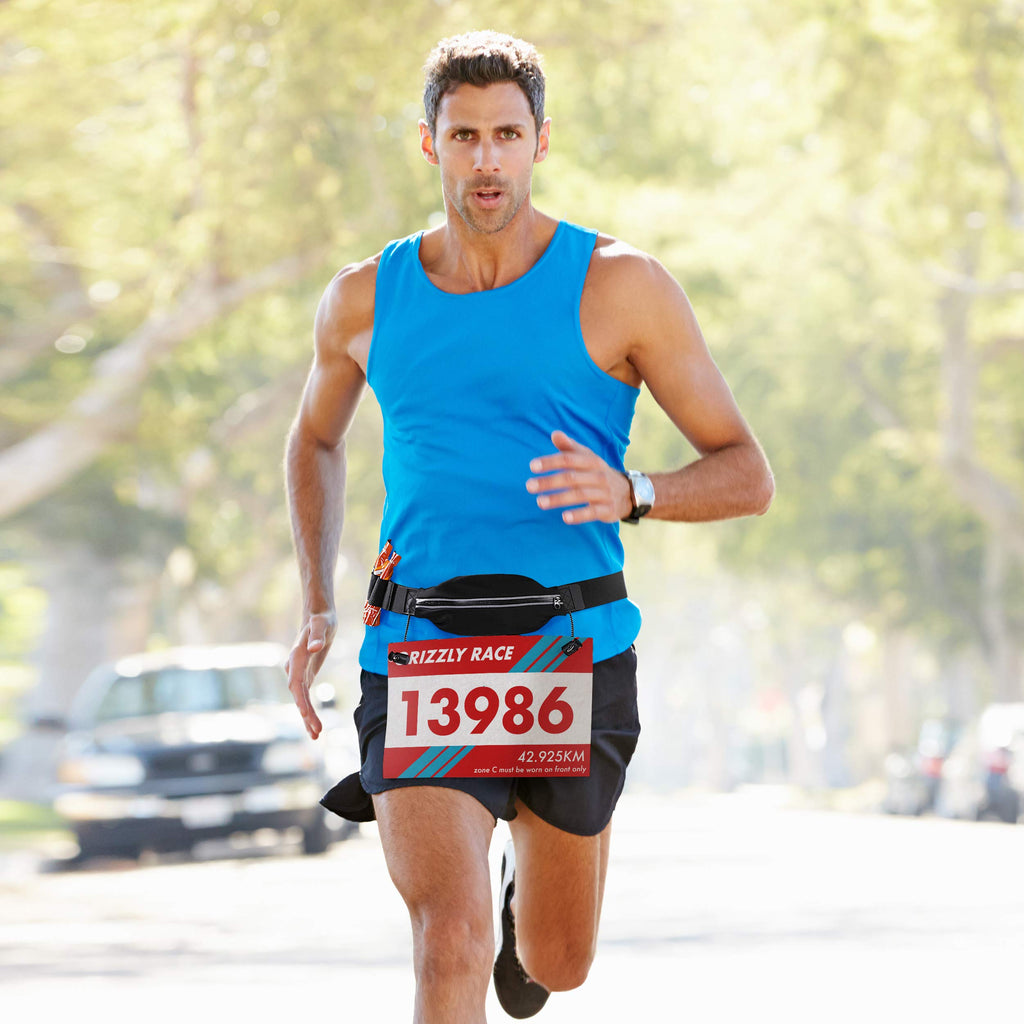 Reflective Running Race Bib Belt With Elastic Webbing - Lightweight Fits All Waist Sizes 30