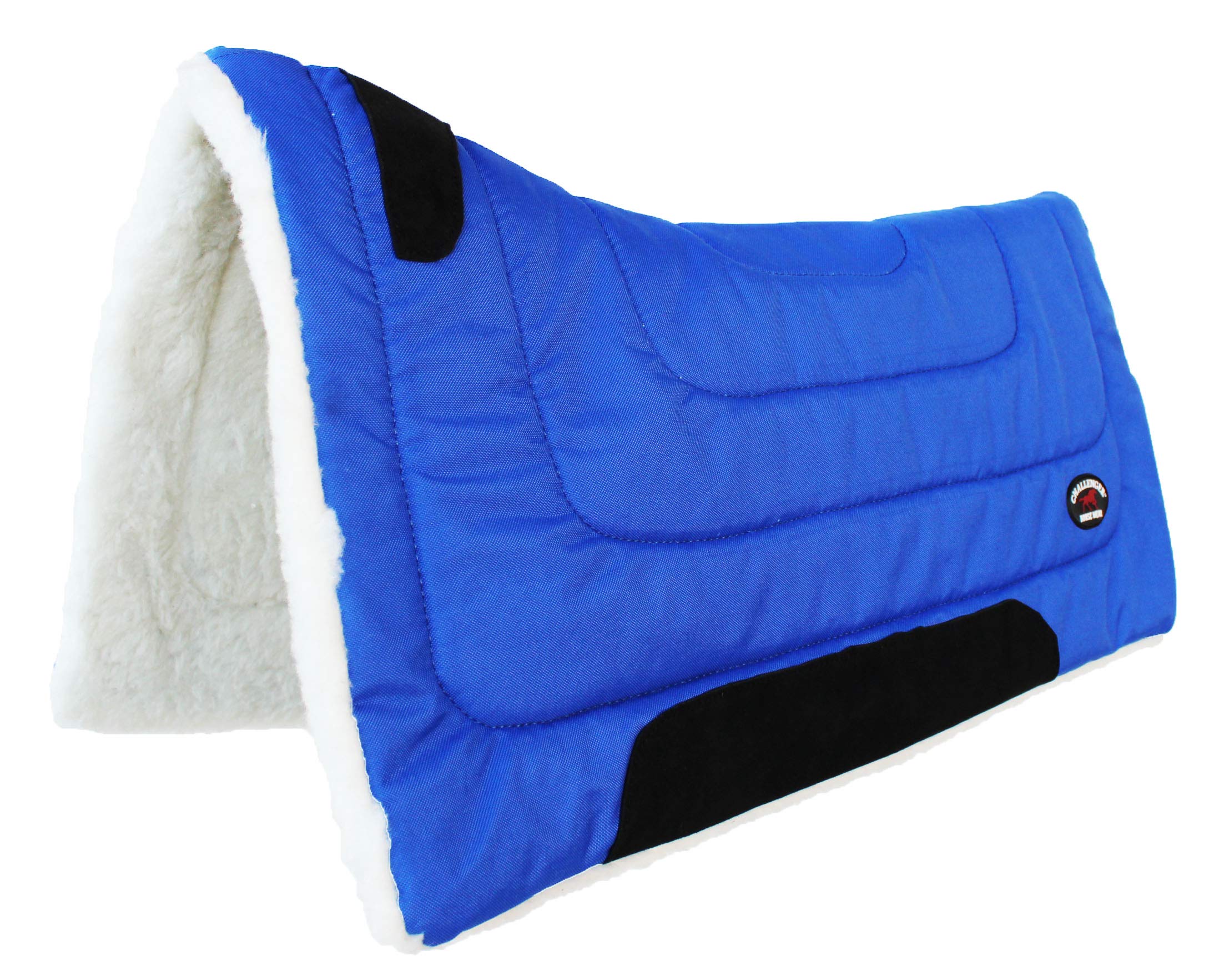 Challenger Horse 28''X30'' Western Contoured Faux Fur Padded Saddle Pad Royal Blue 39143Bl