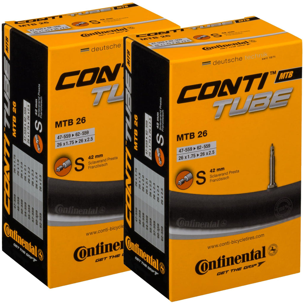 Continental Mtb 26X1.75-2.5 '' / 47-559 -> 62-559 Inner Tubes - 42Mm Presta Valve (Pack Of 2 Tubes)