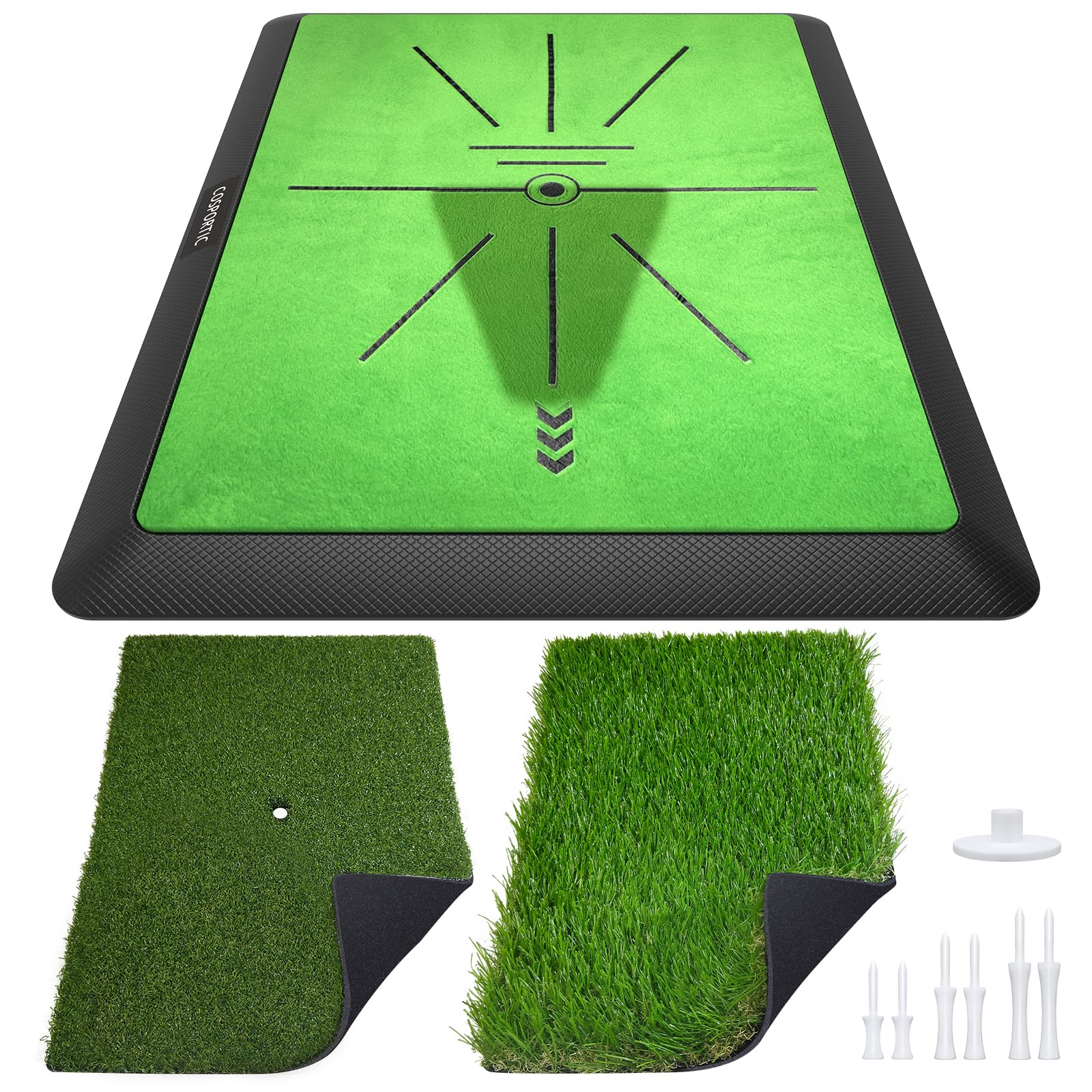 Golf Hitting Mat | Golf Training Mat For Swing Path Feedback/Detection Batting | Extra Replaceable Golf Practice Mat 16''X12'' |