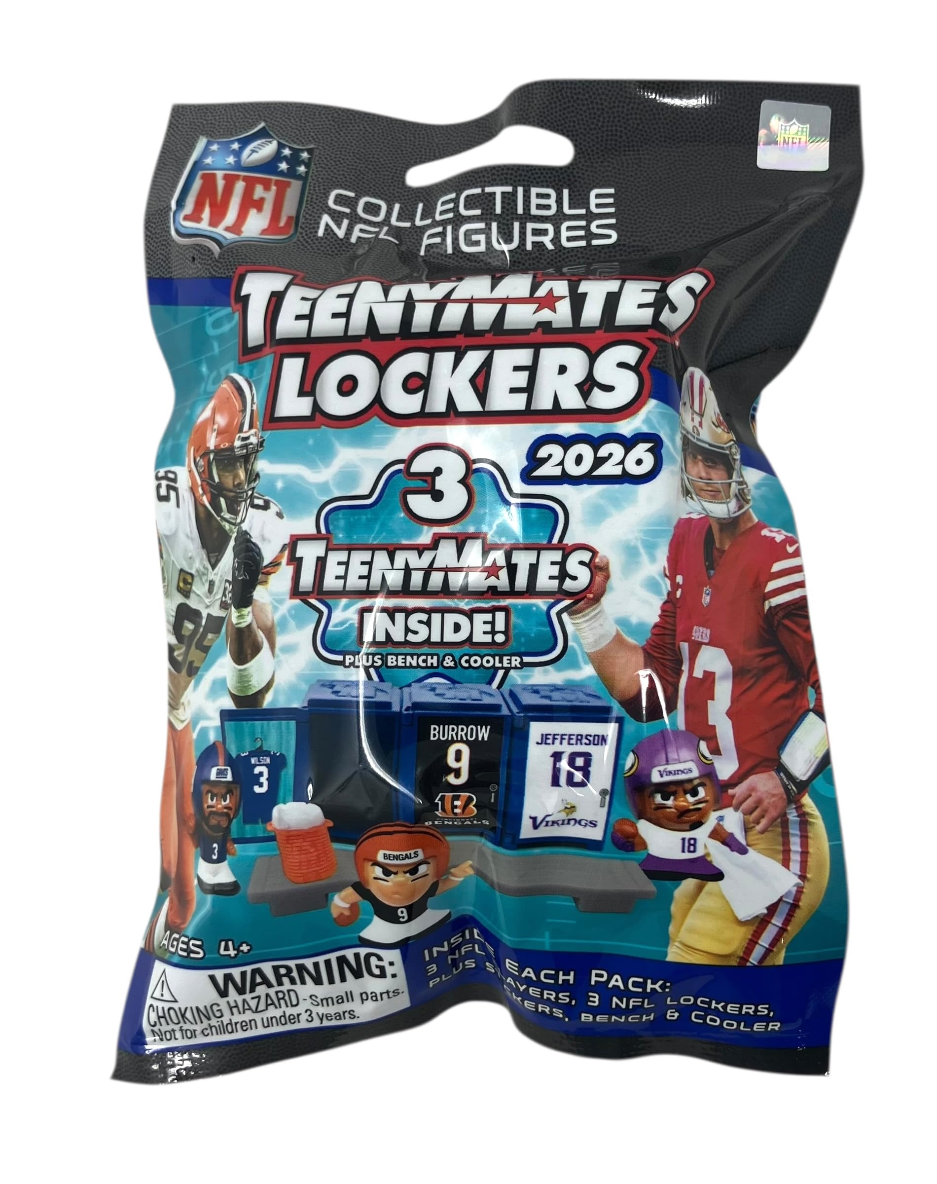 TeenyMates Party Animal 2026 NFL Series 14 Figures, Team Colors, One Size NFL Series 14-2026 Locker Room Pack