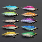 Tigofly 10 Pcs Ice Dub Uv Polar Fry Slowly Sinking Salmon Trout Steelhead Minnow Fly Fishing Flies Lures Set-Size 8