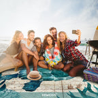 Hiwoss Beach Blanket Waterproof Sandproof Oversized 95Ax 80Asand Free Beach Mat With Corner Pocketsportable Mesh Bag For Beach F