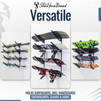 Storeyourboard Adjustable Surfboard Storage Rack, 4 Board Wall Mount Display, Black