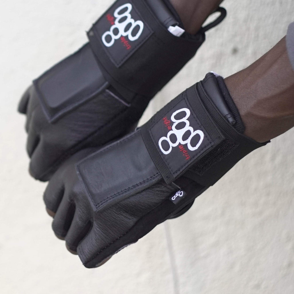 Triple Eight Hired Hands Skateboarding Wrist Guard Gloves, Small, Black
