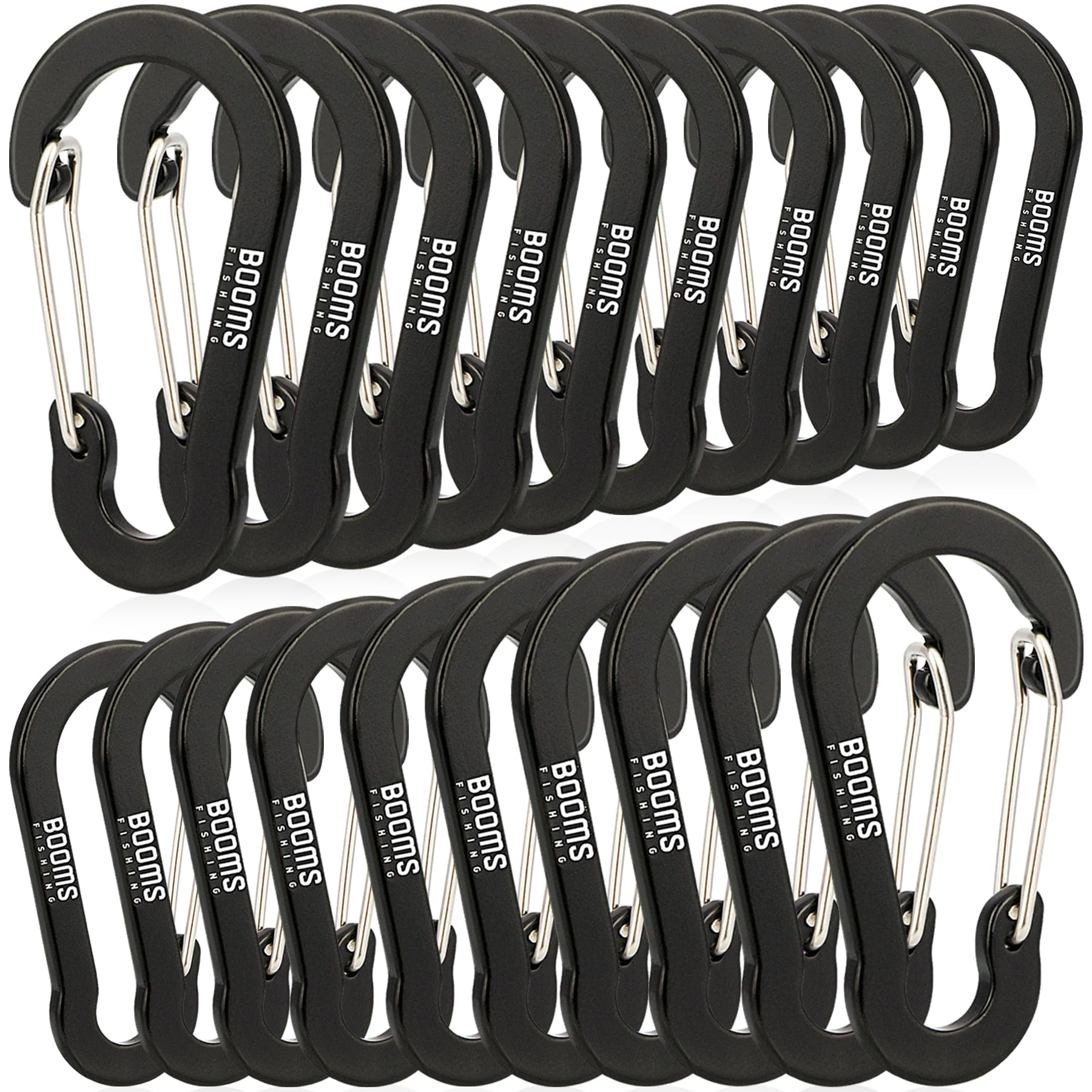 Booms Fishing 20Pack Carabiner Clips: Multi-Use Small Carabiner Clip - 1.57In Mini Keychain Caribeaner Clip For Keys, Camping, H