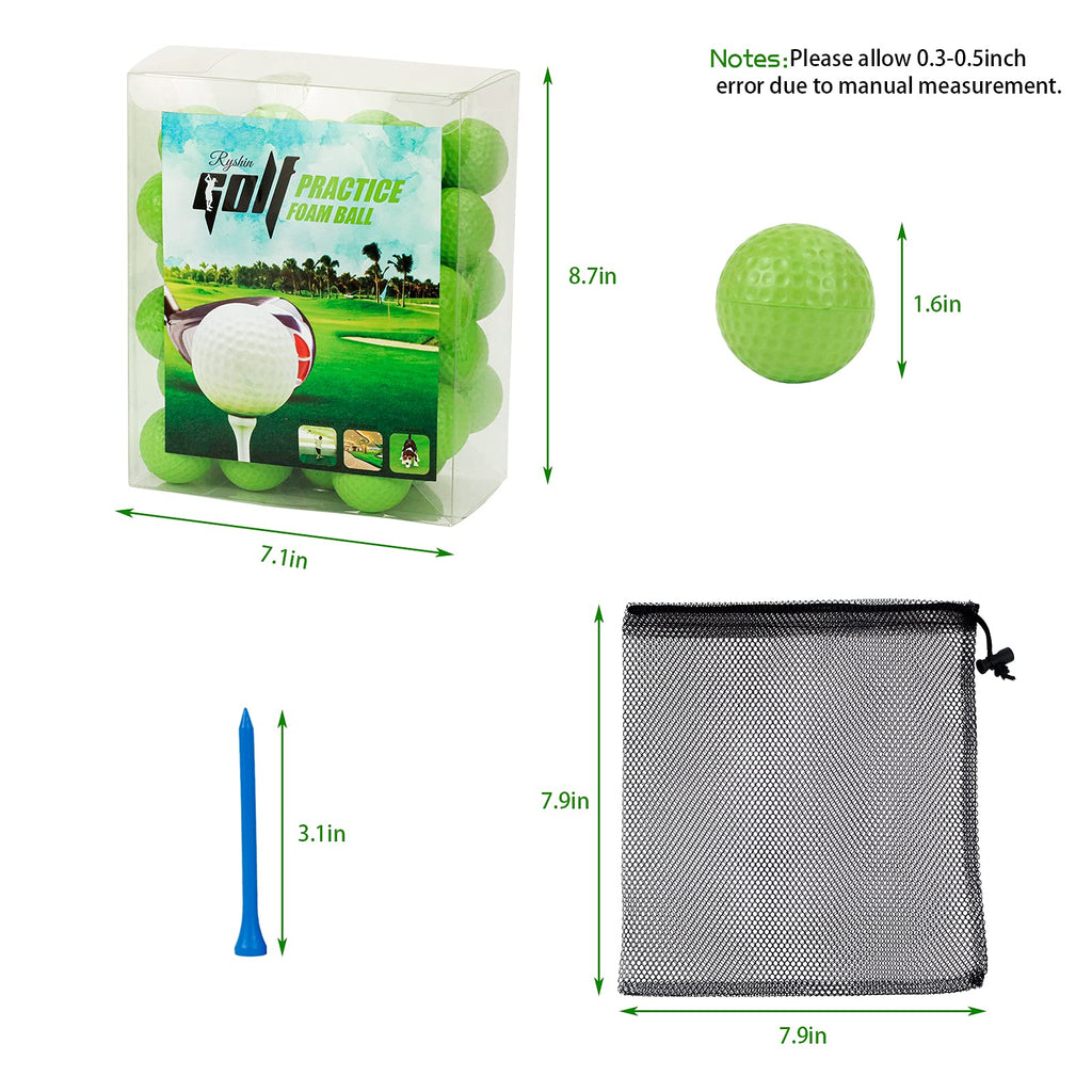 Reyshin 50 Packs Foam Golf Practice Balls - Realistic Feel And Long Lasting Limited Flight - Soft For Indoor Or Outdoor Training