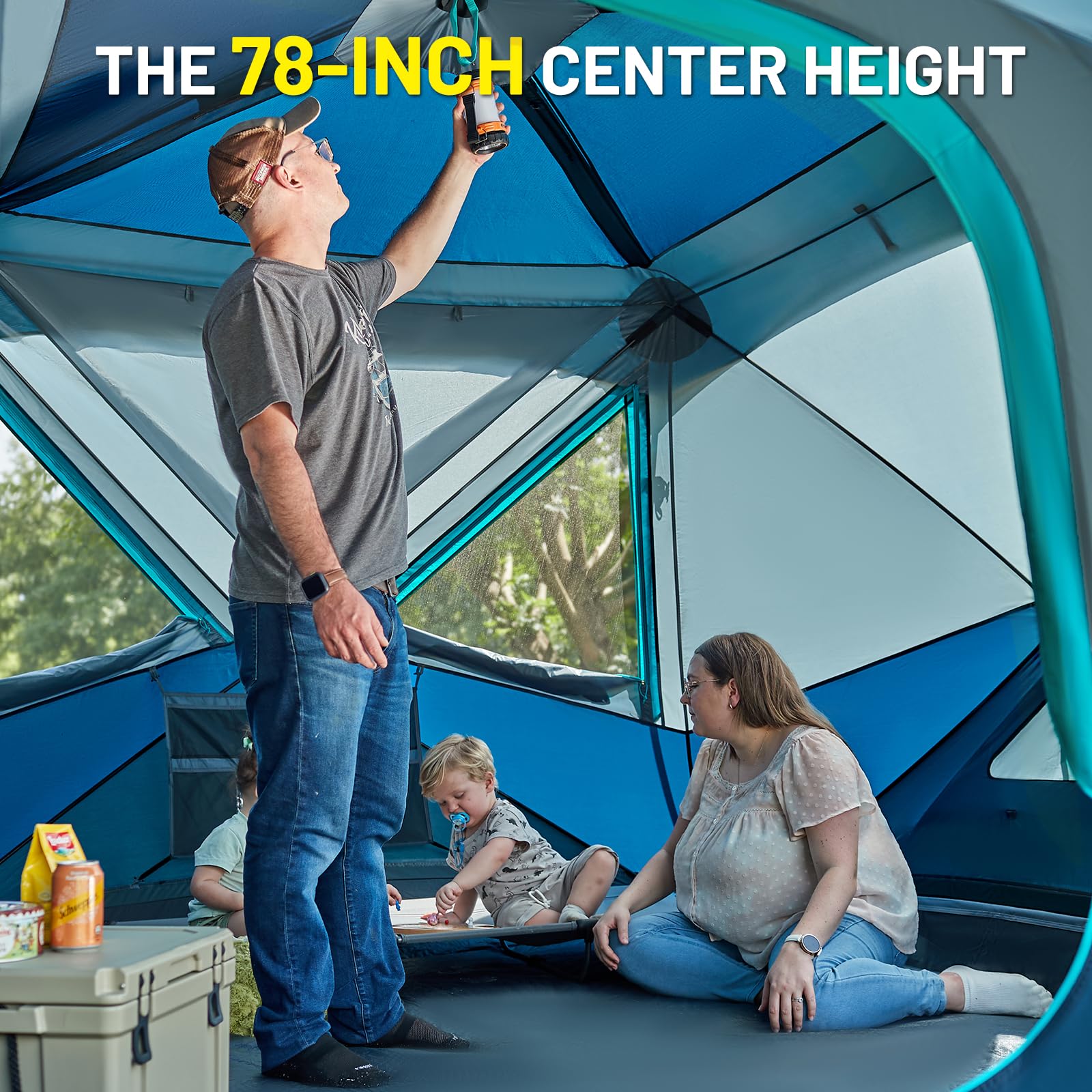 Timber Ridge 4-5 Person Instant Pop Up Cabin Hub Tent, 60S Easy Setup, Weather Resistant Family Tent With Rain Fly And Carry Bag