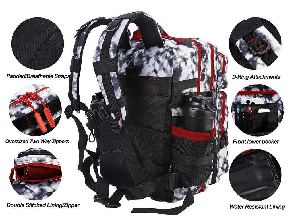 LHI Military Tactical Backpack for Men and Women 45L Army 3 Days Assault Pack Bag Large Rucksack with Molle System Black and whi