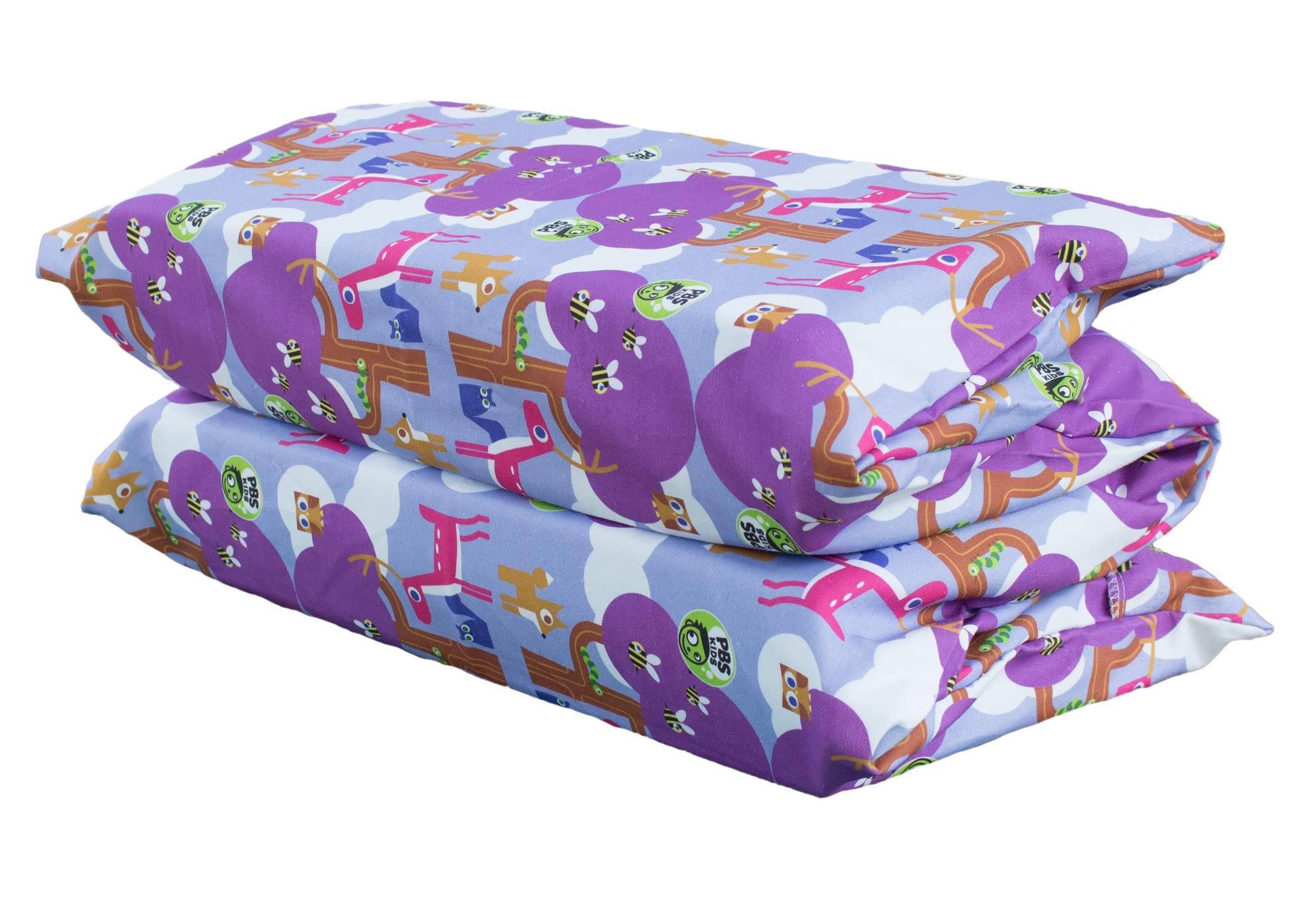Kindermat 1.5'' Thick + Pbs Kids Kinderbundle - Washable Cover, Special Edition - Woodland Friends Design - Regular, Sheet Is 47