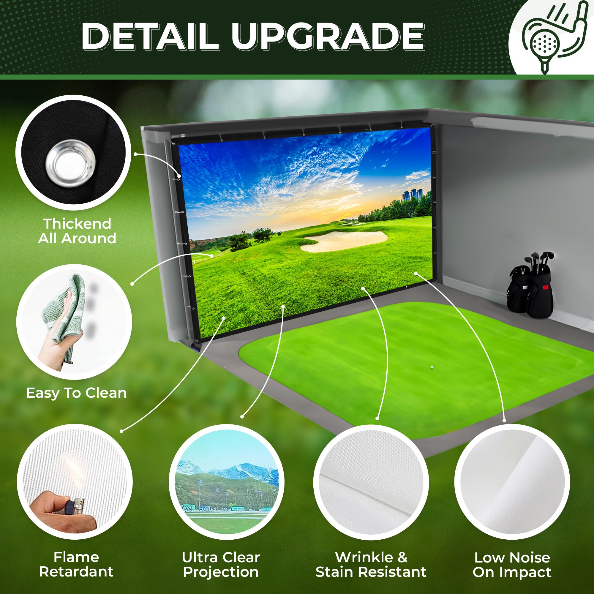 Khampa Golf Impact Screen [910'' X 115.8] Simulator Golf Impact Screen Indoor Impact Screen - Woven Mesh Golf Simulators For Hom