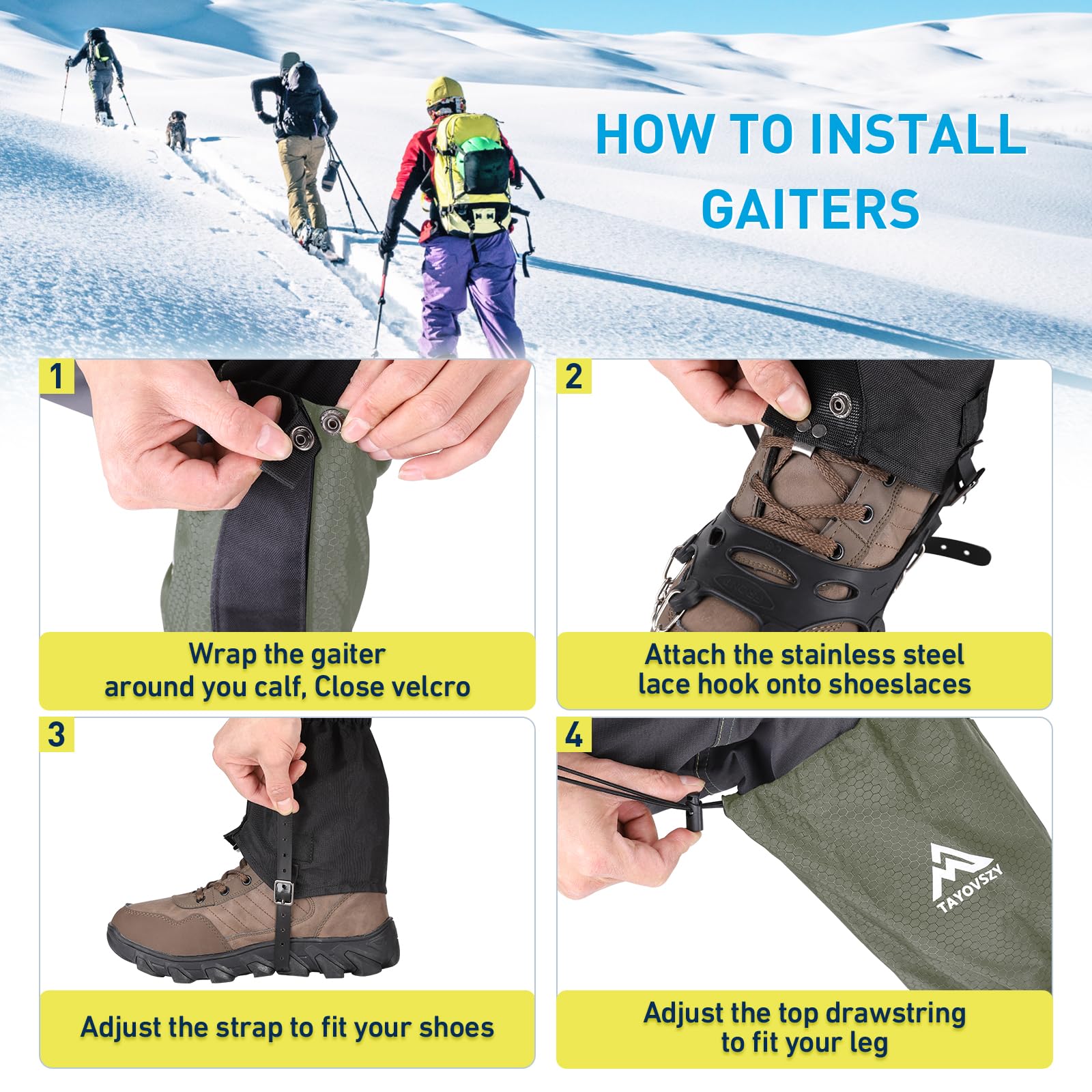 Gaiters For Hiking - Waterproof And Breathable Leg Gaiters For Women And Men Boots, Adjustable Lightweight Shoes Gaiters For Hun