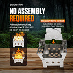 Quickstove Portable Stove Kit With Camping Pot & 2 Fire Starters, Lightweight Stainless Steel Wood Burning Stove For Emergency P