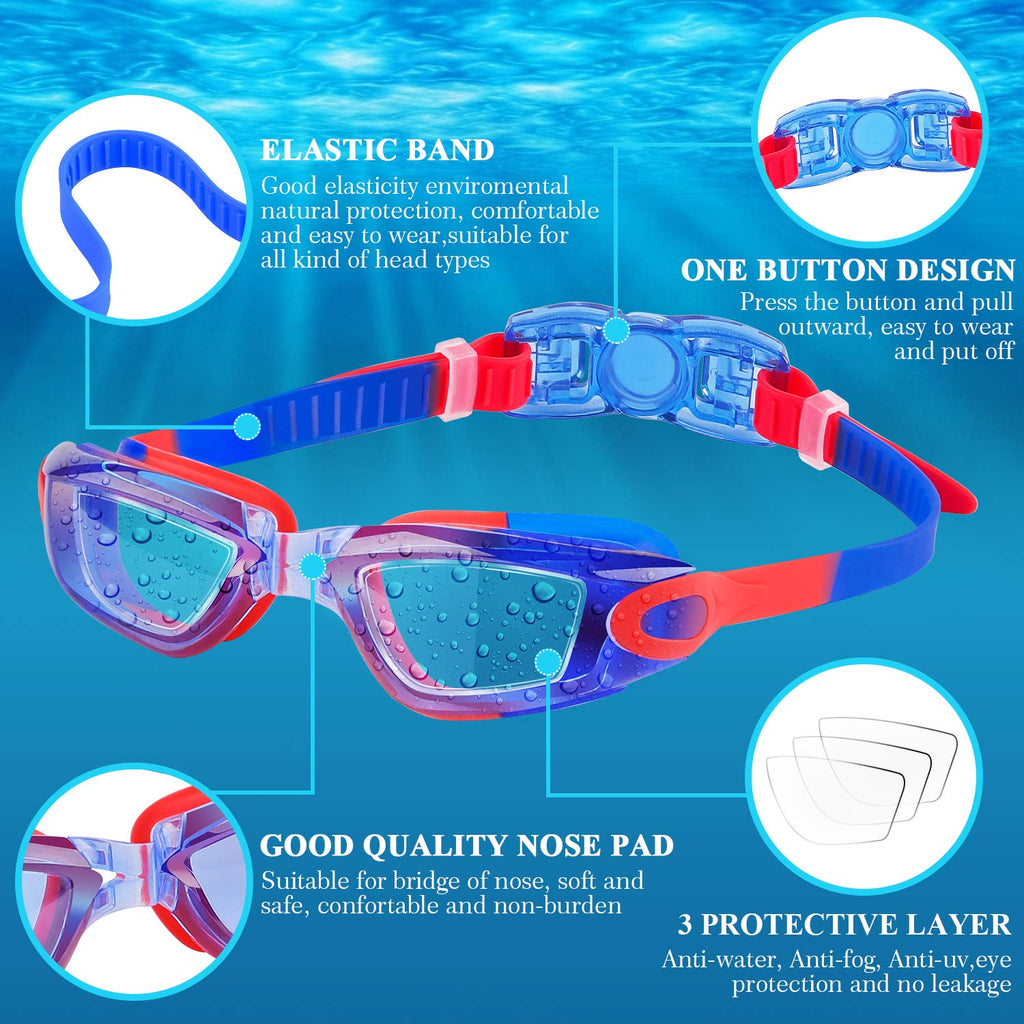 Cooloo Kids Swim Goggles, 2 Packs Swimming Goggles For Kids Girls Boys And Child Age 4-16