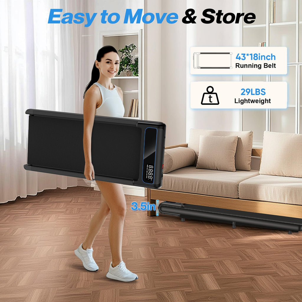 10% Incline Standing Under Desk Walking Pad Treadmill For Indoor Home Office - 2.5Hp Low Noise Running Treadmills With Smart Voi