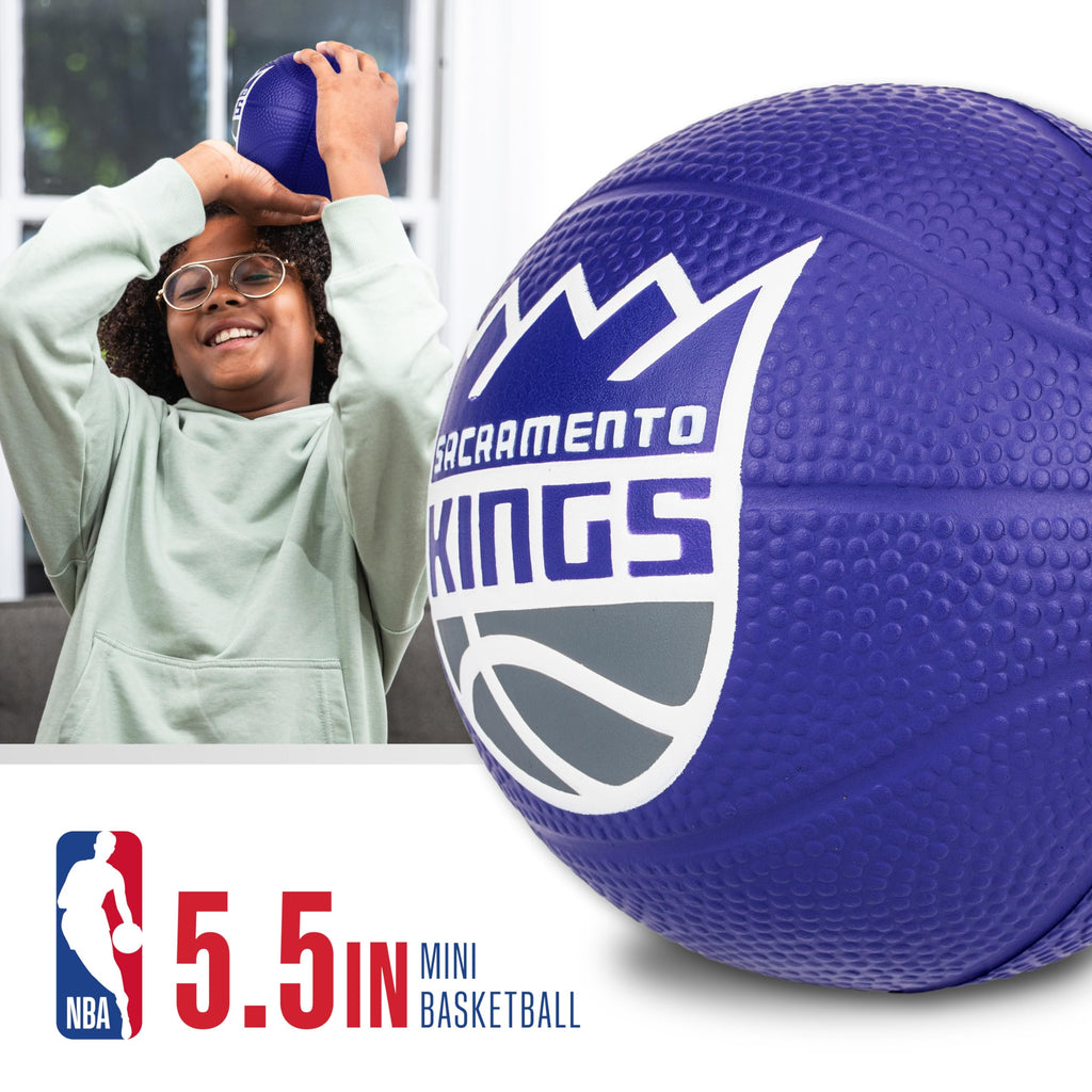 Franklin Sports Nba Sacramento Kings Mini Foam Basketball - Kids 5.5'' Inch Toy Basketball For Over The Door + Mini Indoor Hoops