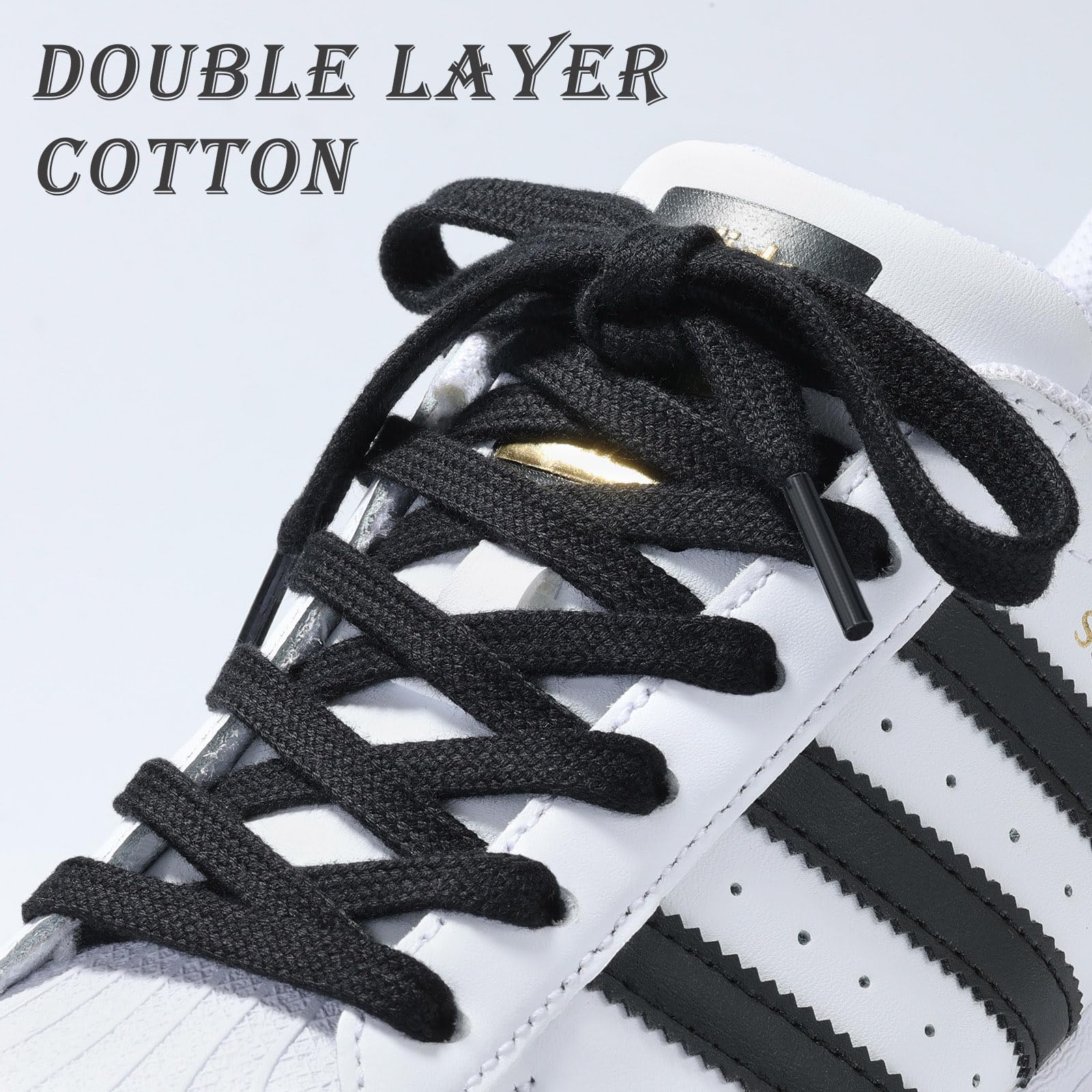 Handshop Wide Flat Athletic Shoelaces 516(2 Pair) - Shoe Laces For Sneakers And Casual Shoes Replacements Black 40 Inch (100Cm)