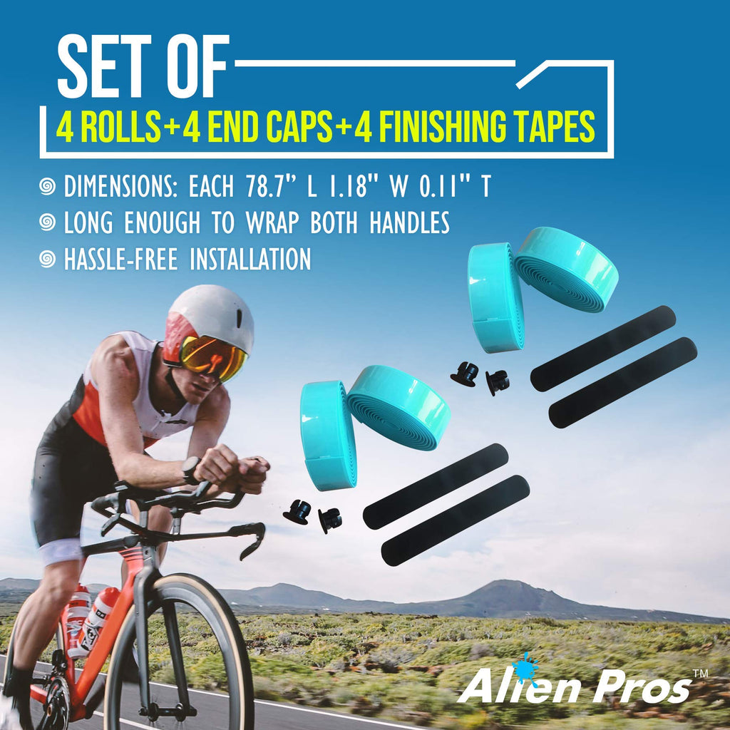 Alien Pros Bike Handlebar Tape Eva (Set Of 4) Bianchi Green - Enhance Your Bike Grip With These Bicycle Handle Bar Tape - Wrap Y
