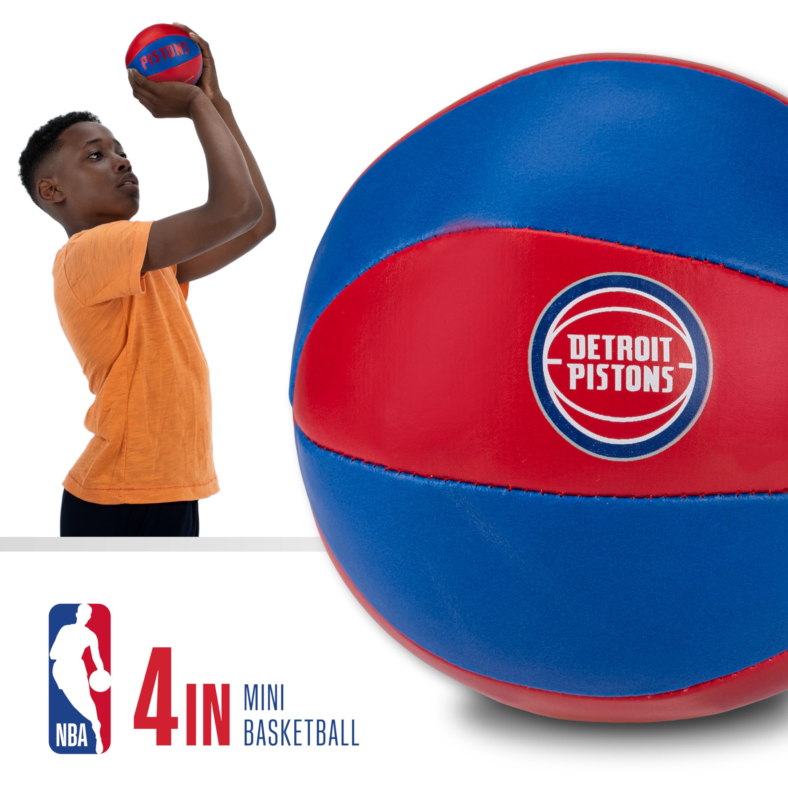 Franklin Sports Nba Detroit Pistons Toy Basketballs - 2 Pack Of Kids Soft Mini Basketballs For Over The Door + Indoor Hoops - Nb