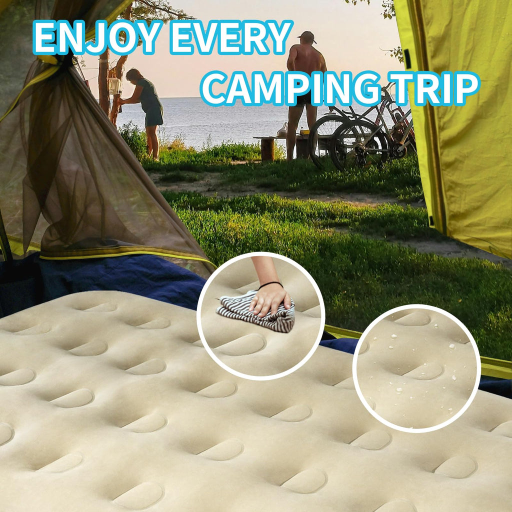 Miyuexin Twin Air Mattress With Fast Inflating Pump, Blow Up Mattress Of Wave Flocked Top, Durable Air Bed For Home, Camping & G
