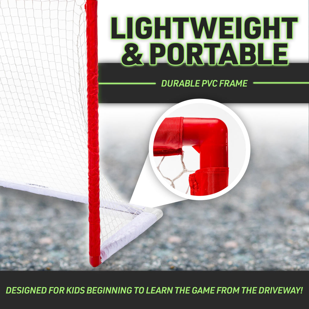 Franklin Sports Nhl Street Hockey Goal With Net - Portable Lightweight Pvc Youth Street + Roller For Kids - 46''