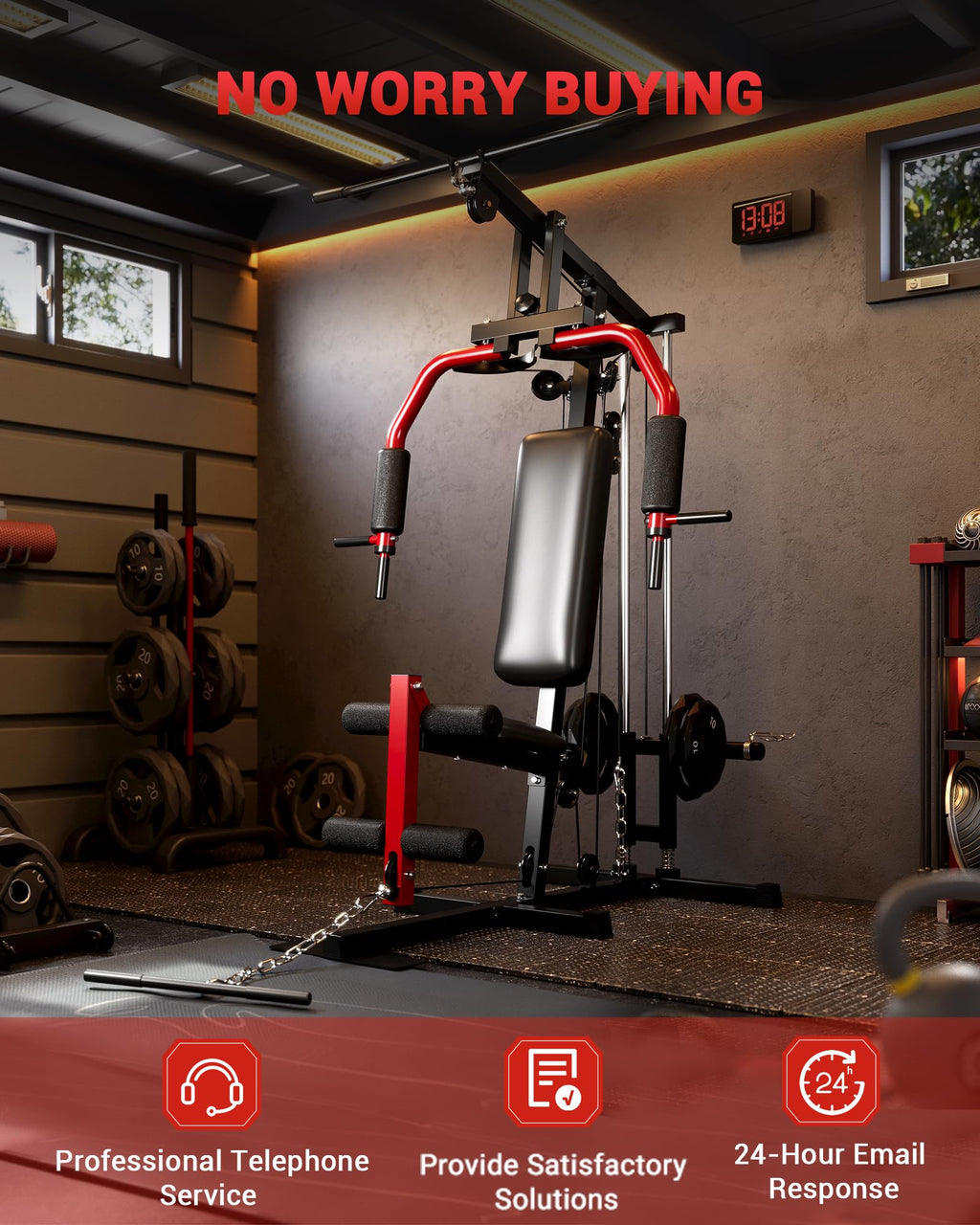 GarveeTech Home Gym Equipment, Workout Weight Machine with Cable Pulley System, 400 LBS Weight Capacity All in One Full Body Exe