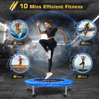 Bcan 38'' Foldable Mini Trampoline, Fitness Trampoline With Safety Pad, Stable & Quiet Exercise Rebounder For Kids Adults Indoor