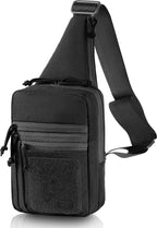 M-Tac Sling Bag for Men & Women - EDC Shoulder Pack - Crossbody Tactical Chest Bag - Everyday Tactical Gear (Black Loop Panel)