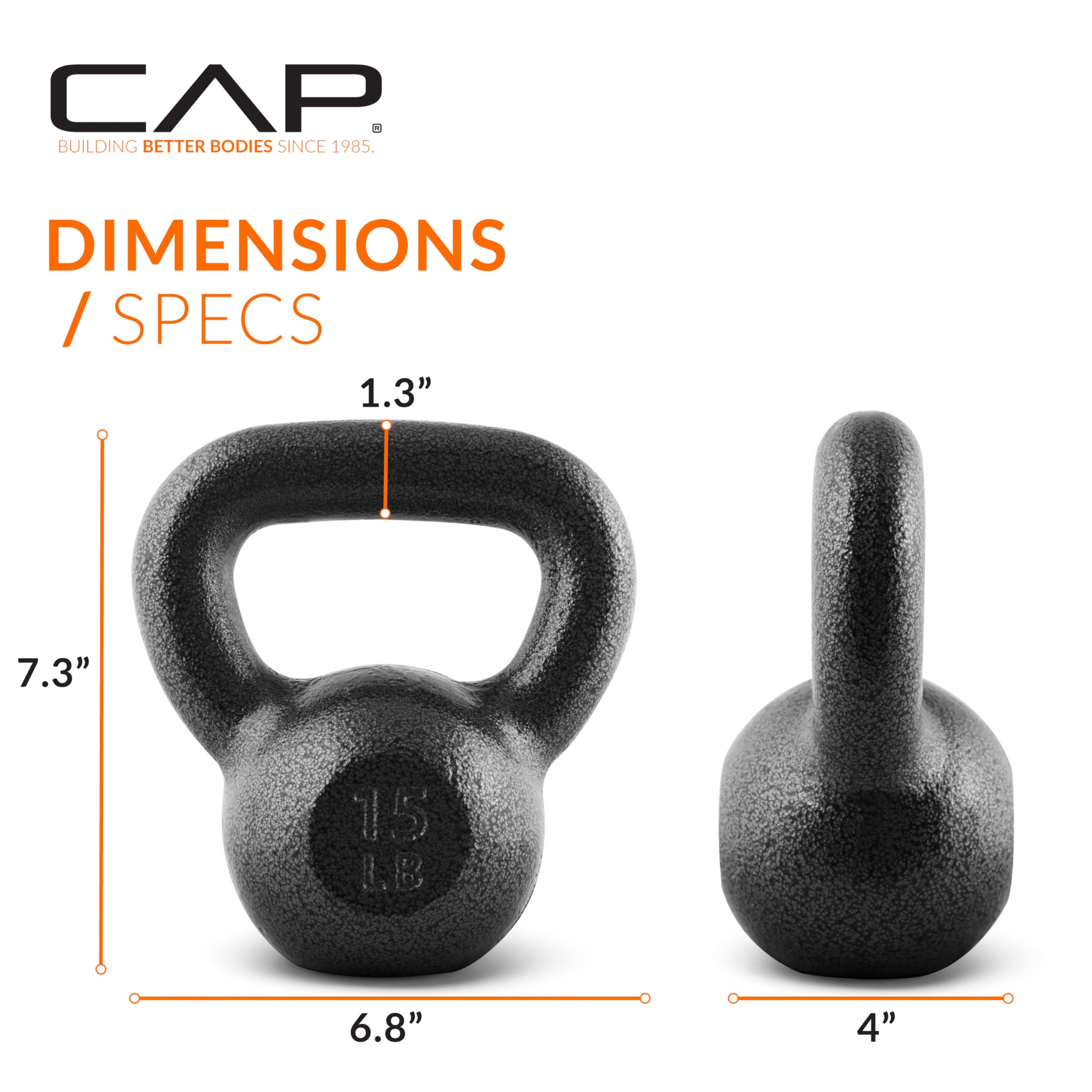 Cap Barbell Black Cast Iron Kettlebell | 15 Pounds