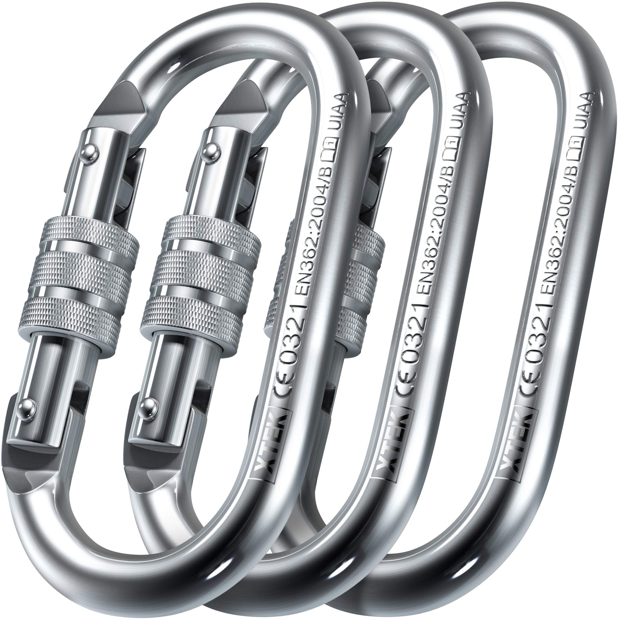 25Kn Climbing Carabiner - Uiaa Ce Rated 5620Lb - Heavy Duty Twist Locking Carabiner Clip - Industrial Strength Large Steel Oval