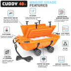 Cuddy Crawler Cooler with Wheels - 40 QT Amphibious Floating Cooler and Dry Storage Vessel - Orange