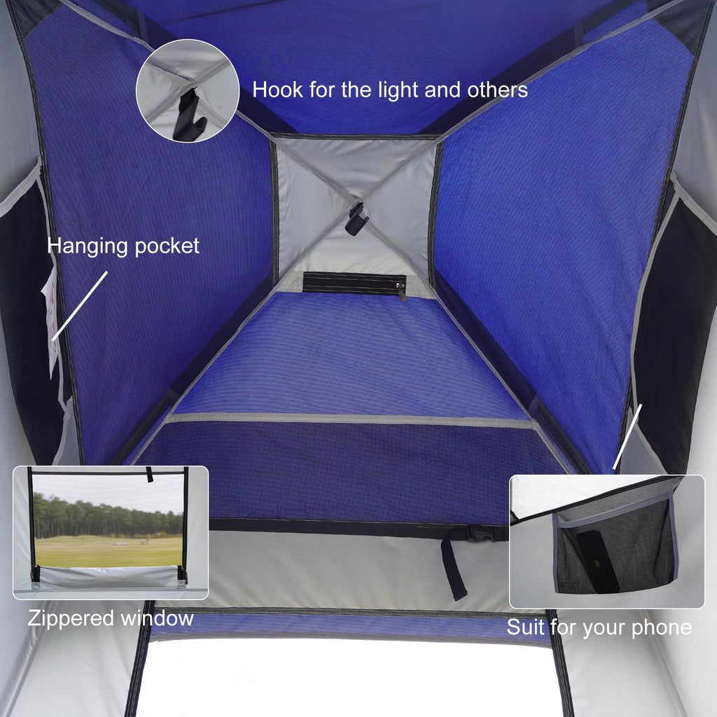Outdoor Shower Tent Changing Room Privacy Portable Camping Shelters (White Blue)