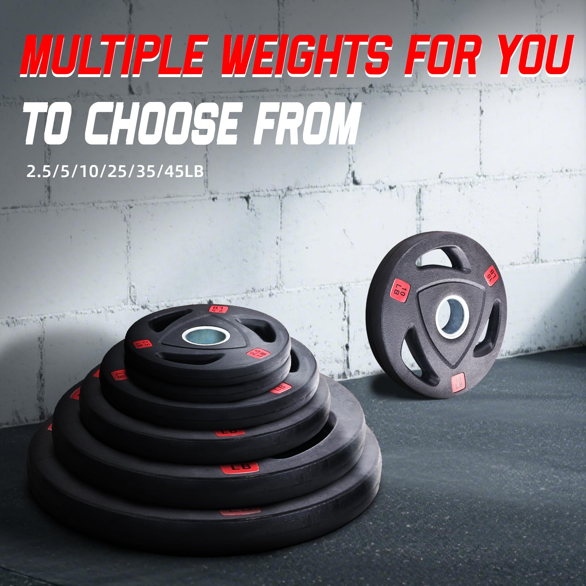 Fitvids Olympic Cast Iron 2-Inch Weight Plate for Strength Training & Weightlifting, Rubber Coate Style, 25lbs, Pair
