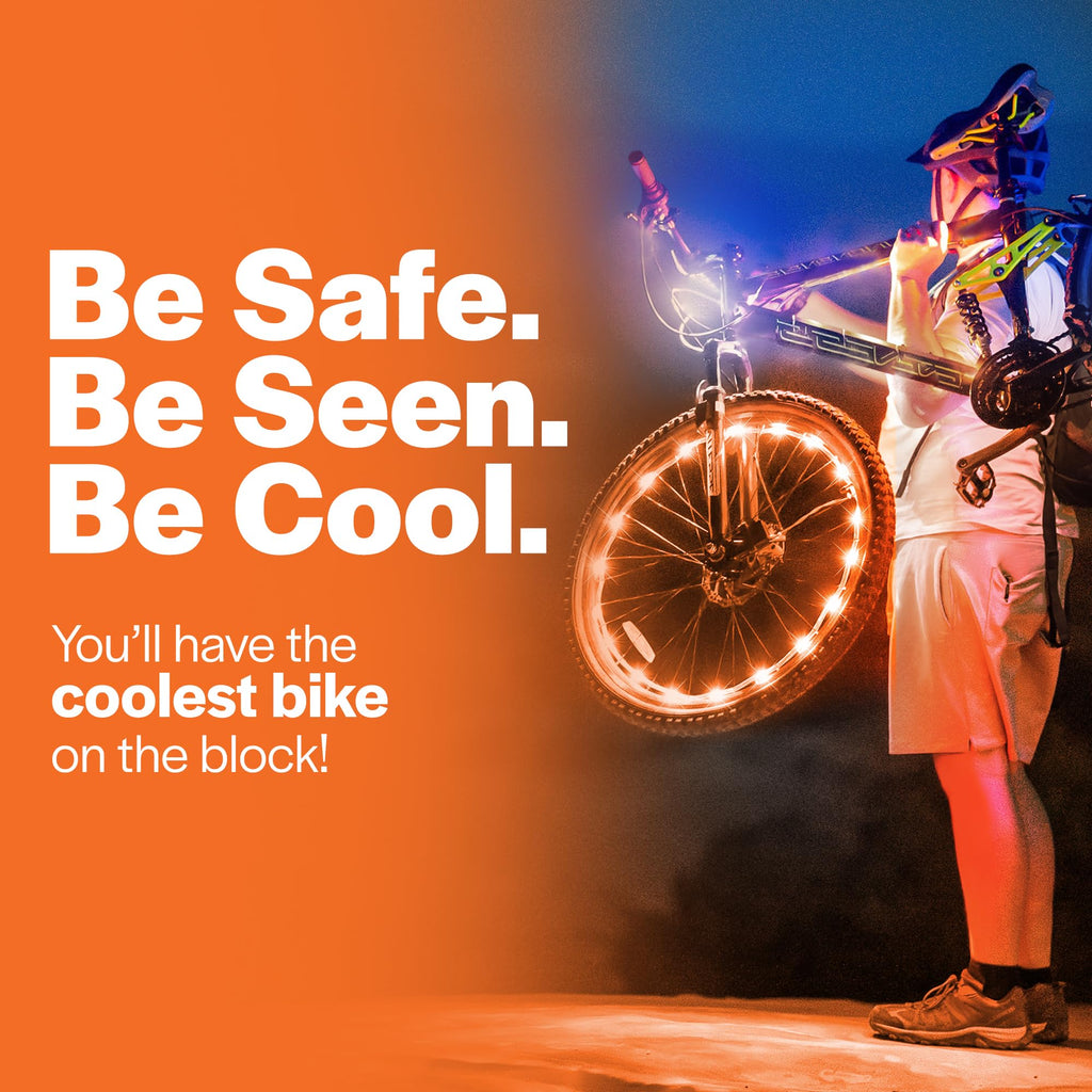 Brightz Wheelbrightz 2-Pack Bike Wheel Lights, Orange - Led Bike Lights For Tires - Bike Lighting Parts & Accessories - Outdoor
