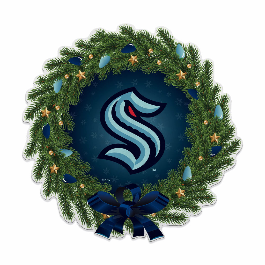 Rico Industries Nhl Hockey Seattle Kraken Wreath Shape Cut Pennant - Home And Living Room D  Cor - Soft Felt Ez To Hang