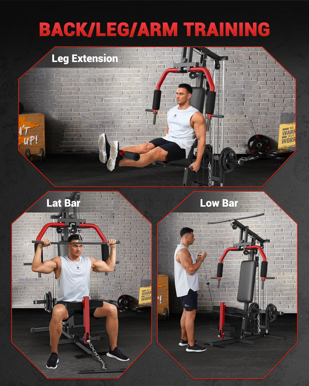 GarveeTech Home Gym Equipment, Workout Weight Machine with Cable Pulley System, 400 LBS Weight Capacity All in One Full Body Exe
